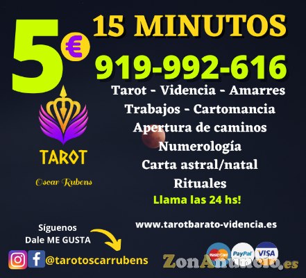 Gabinete de tarotistas certeras, 15 minutos 5 euros